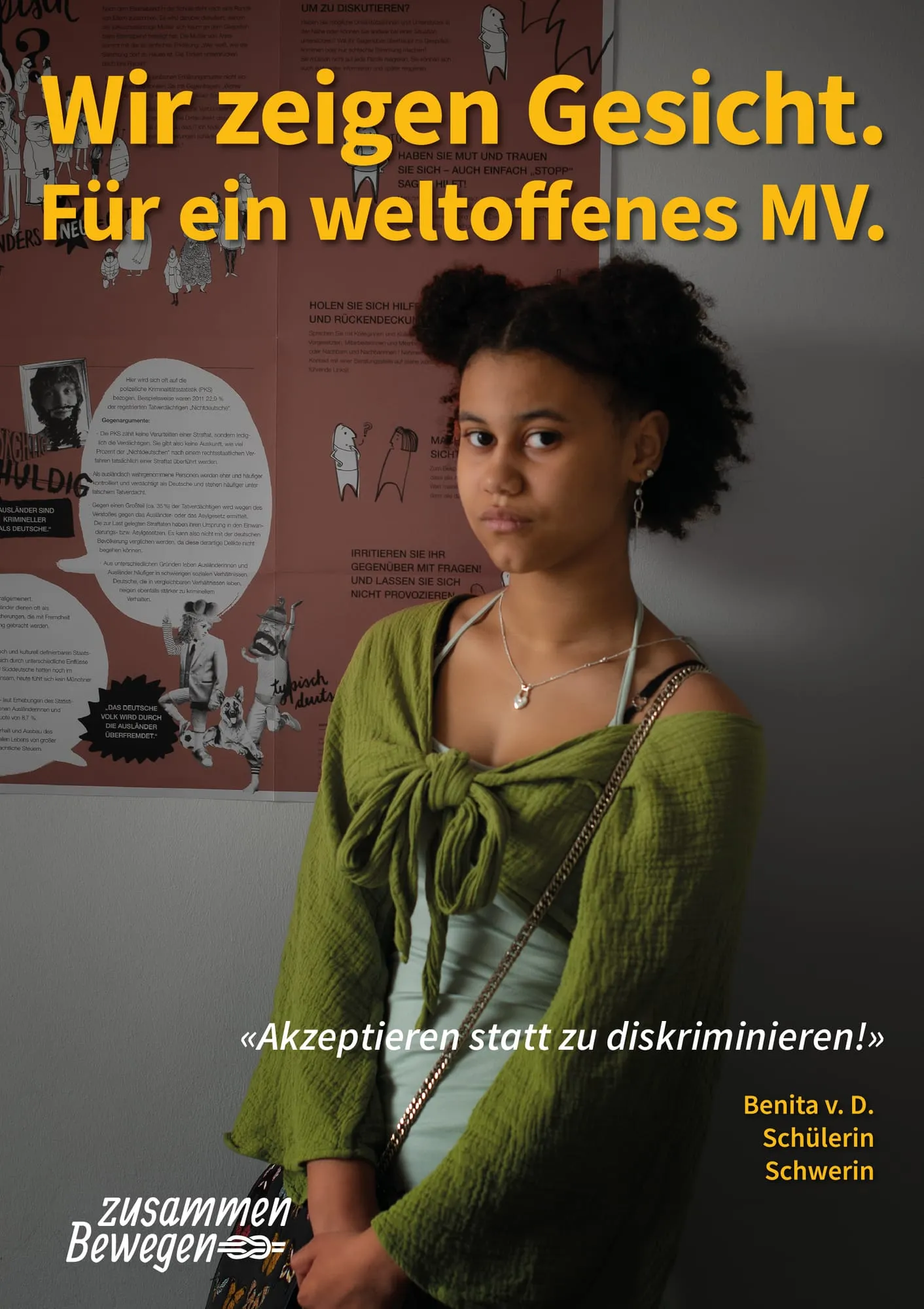 Plakat: «Akzeptieren statt zu diskriminieren!» — Schwerin