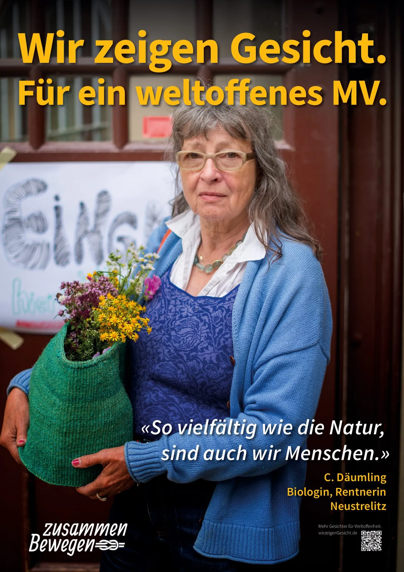 Plakat: «So vielfältig wie die Natur, sind auch wir Menschen.» — Neustrelitz